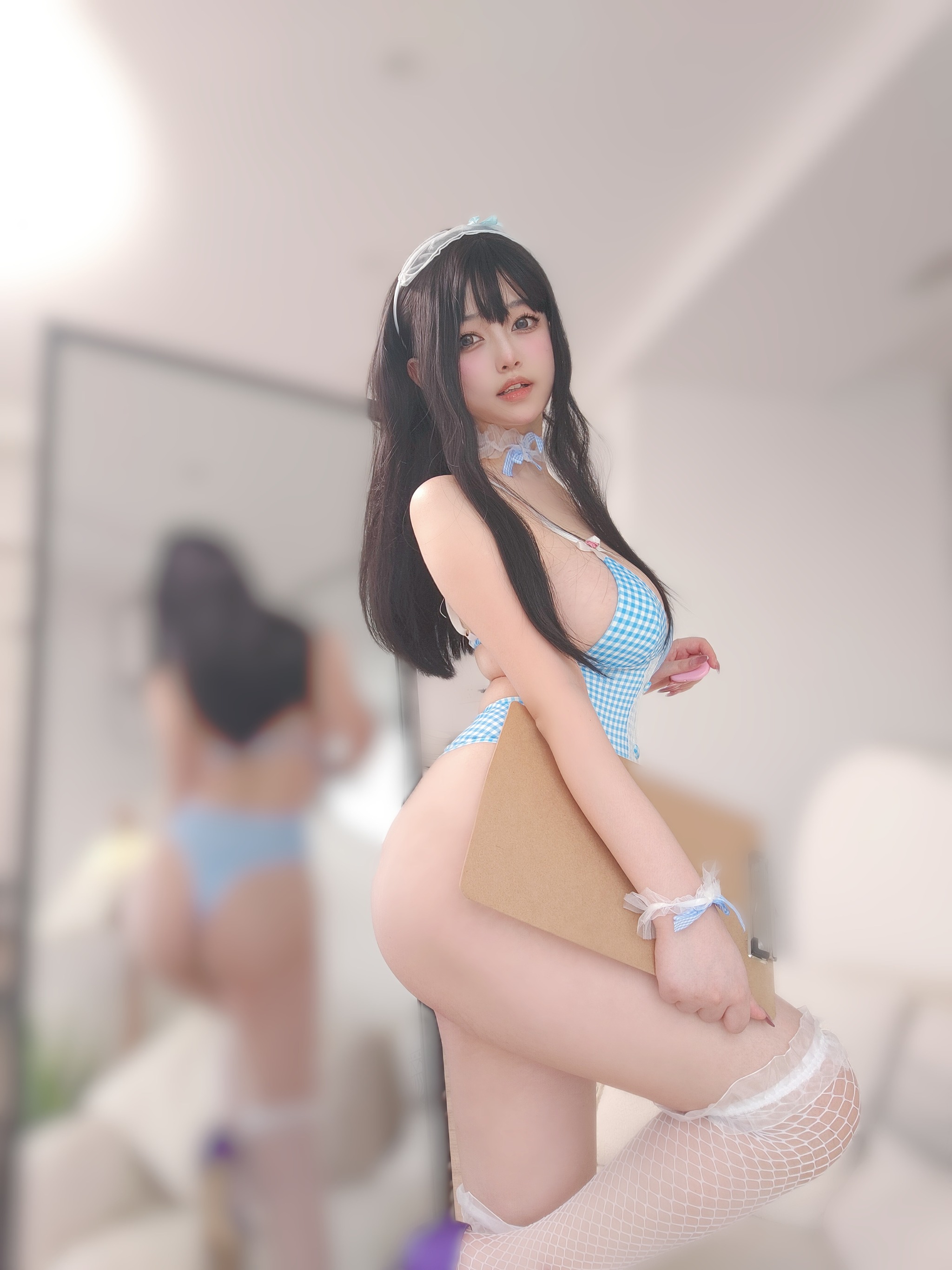 图片[1]-女主K – NO.045 蓝色泳装女仆[94P]-XikXak